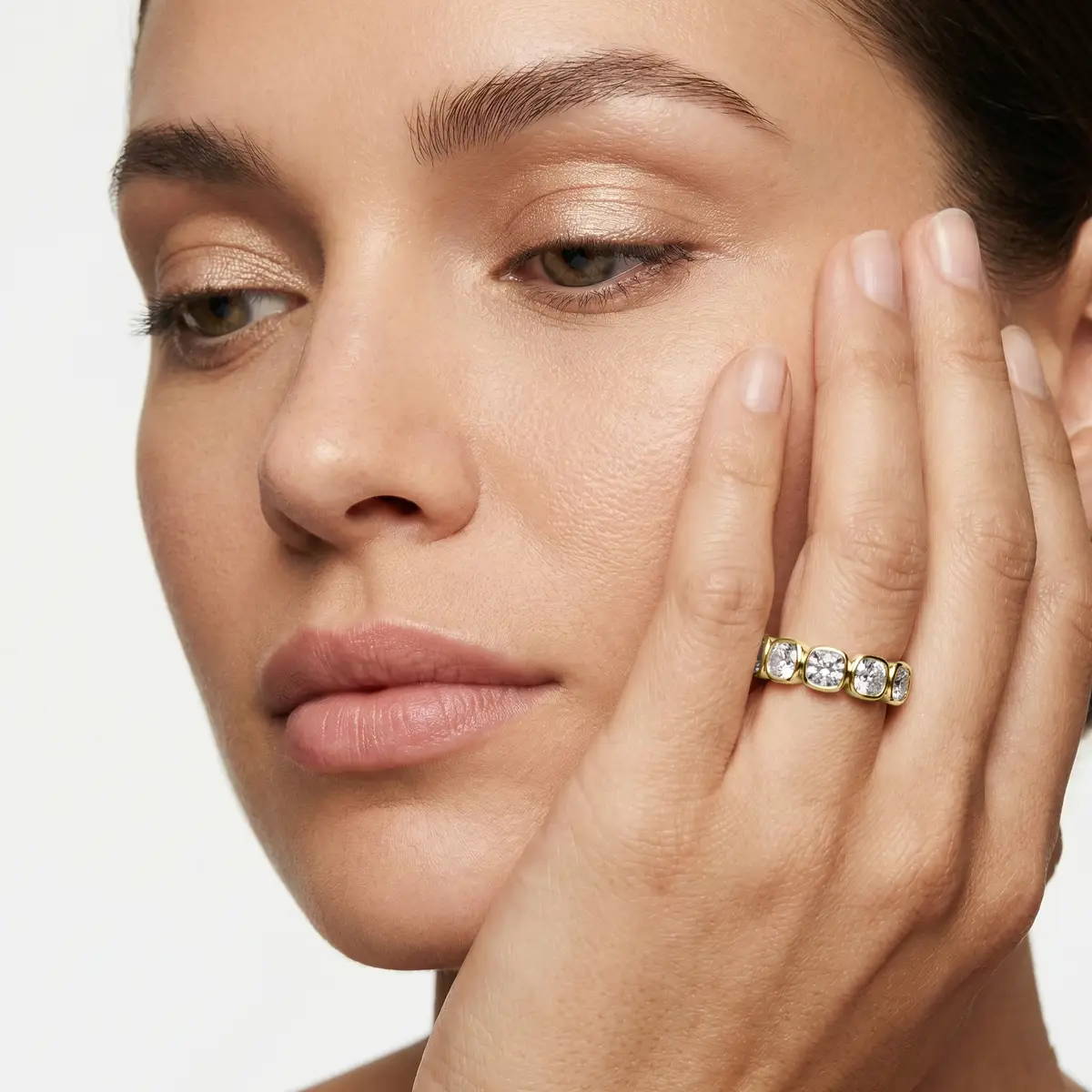 2 Carat Cuahion Lab Grown Diamond Bezel Eternity Band