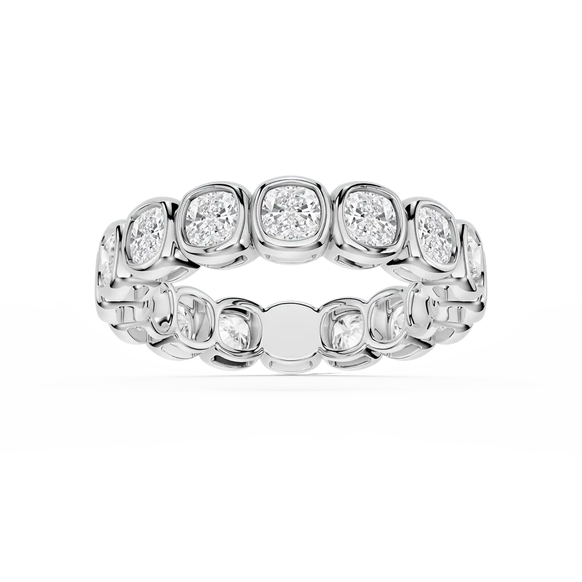 3 Carat Cuahion Lab Grown Diamond Bezel Eternity Band