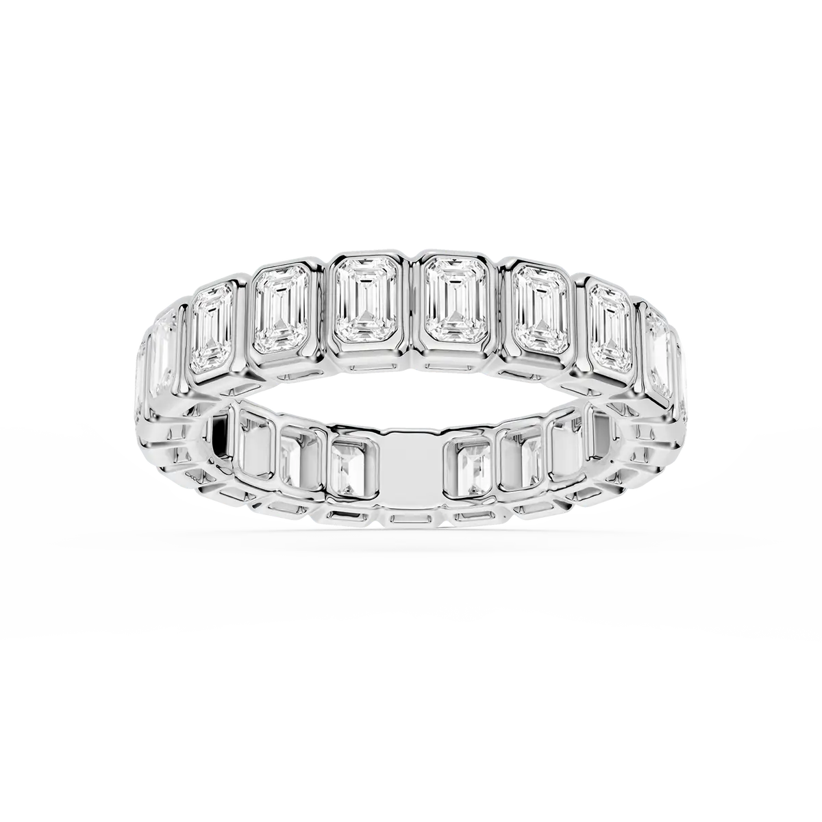 2 Carat Emerald Lab Grown Diamond Bezel Eternity Band