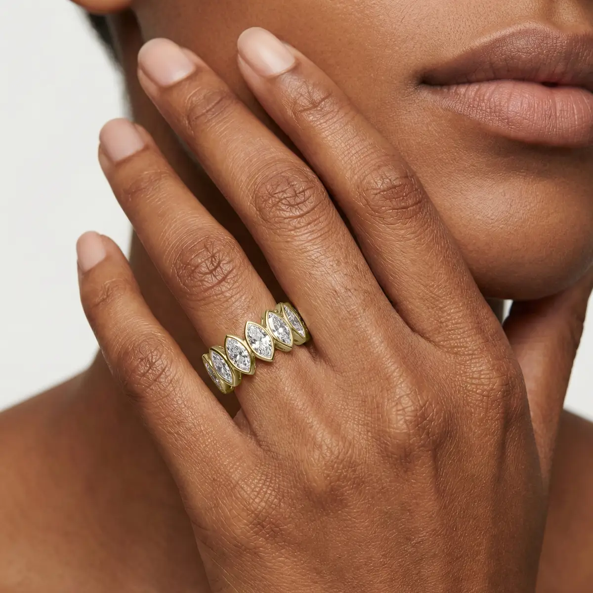 3 Carat Marquise Lab Grown Diamond Bezel Eternity Band