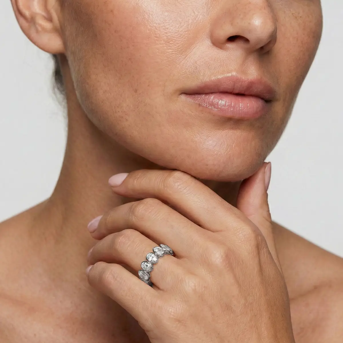 2 Carat Oval Lab Grown Diamond Bezel Eternity Band