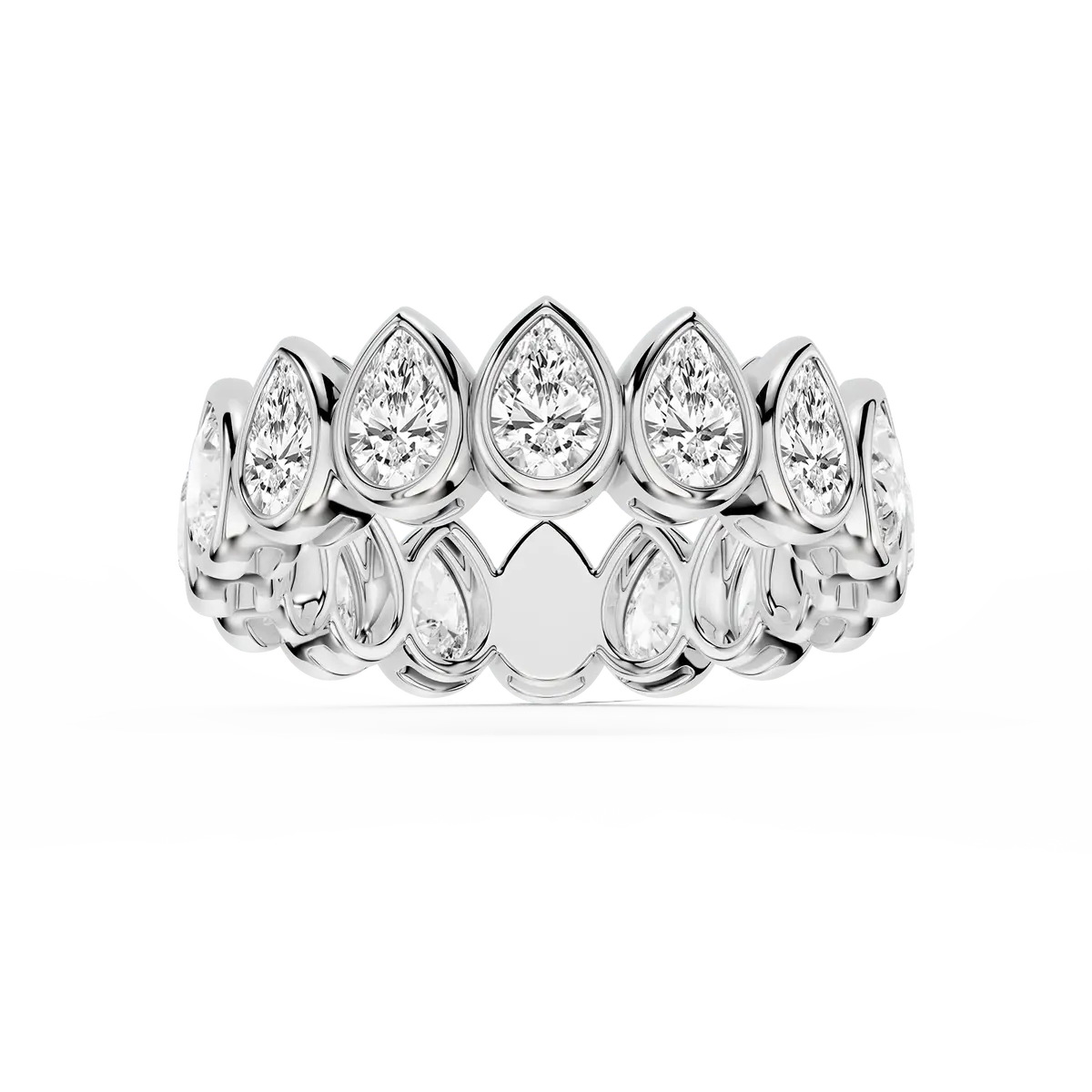 3 Carat Pear Lab Grown Diamond Bezel Eternity Band