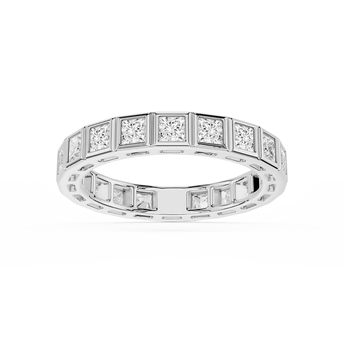 2 Carat Princess Lab Grown Diamond Bezel Eternity Band
