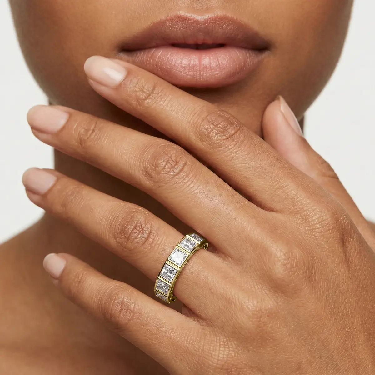 3 Carat Princess Lab Grown Diamond Bezel Eternity Band