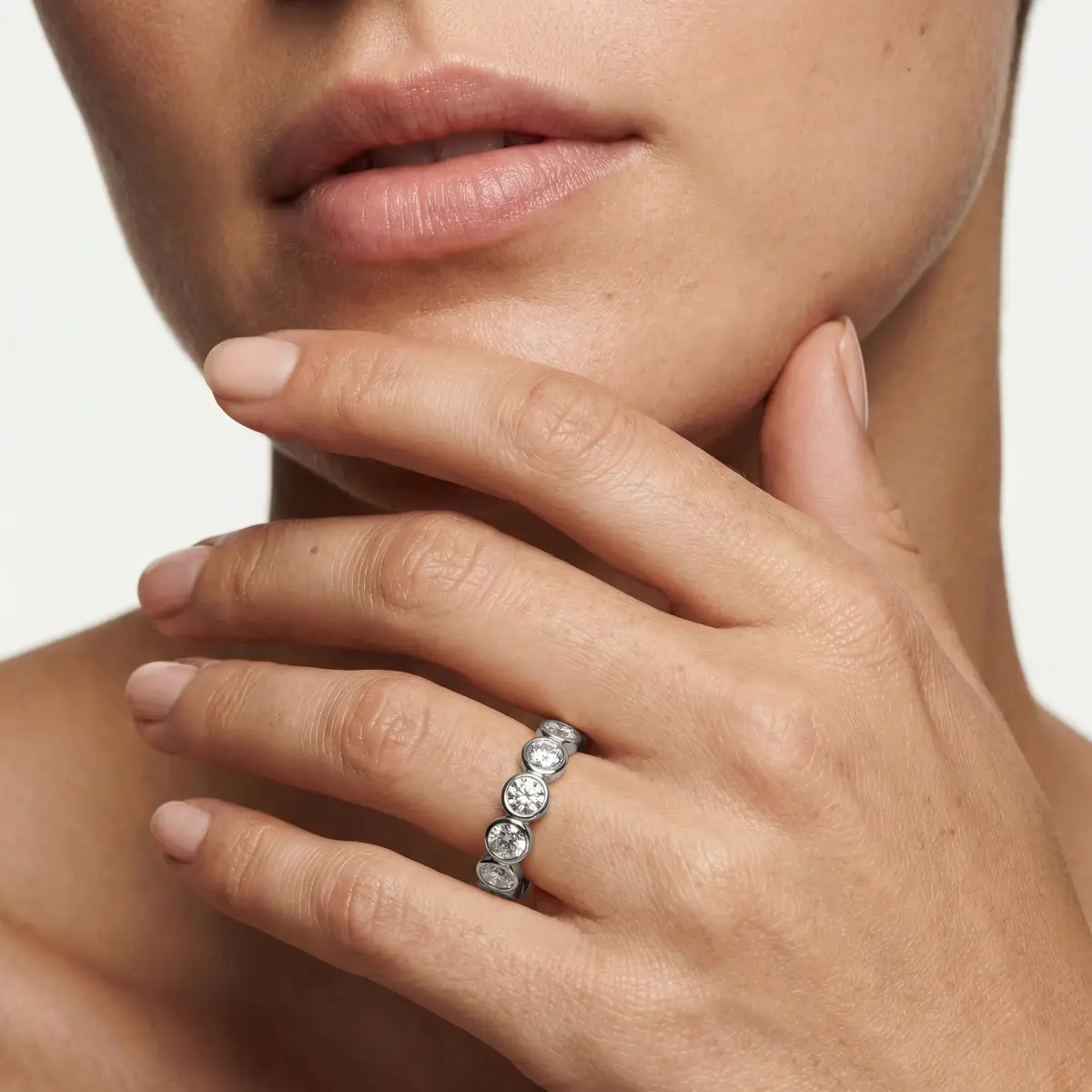 2 Carat Round Lab Grown Diamond Bezel Eternity Band