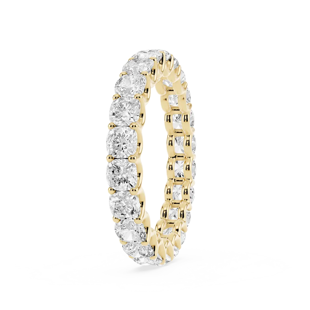 3 Carat Cushion Lab Grown Diamond U-Prong Eternity Band