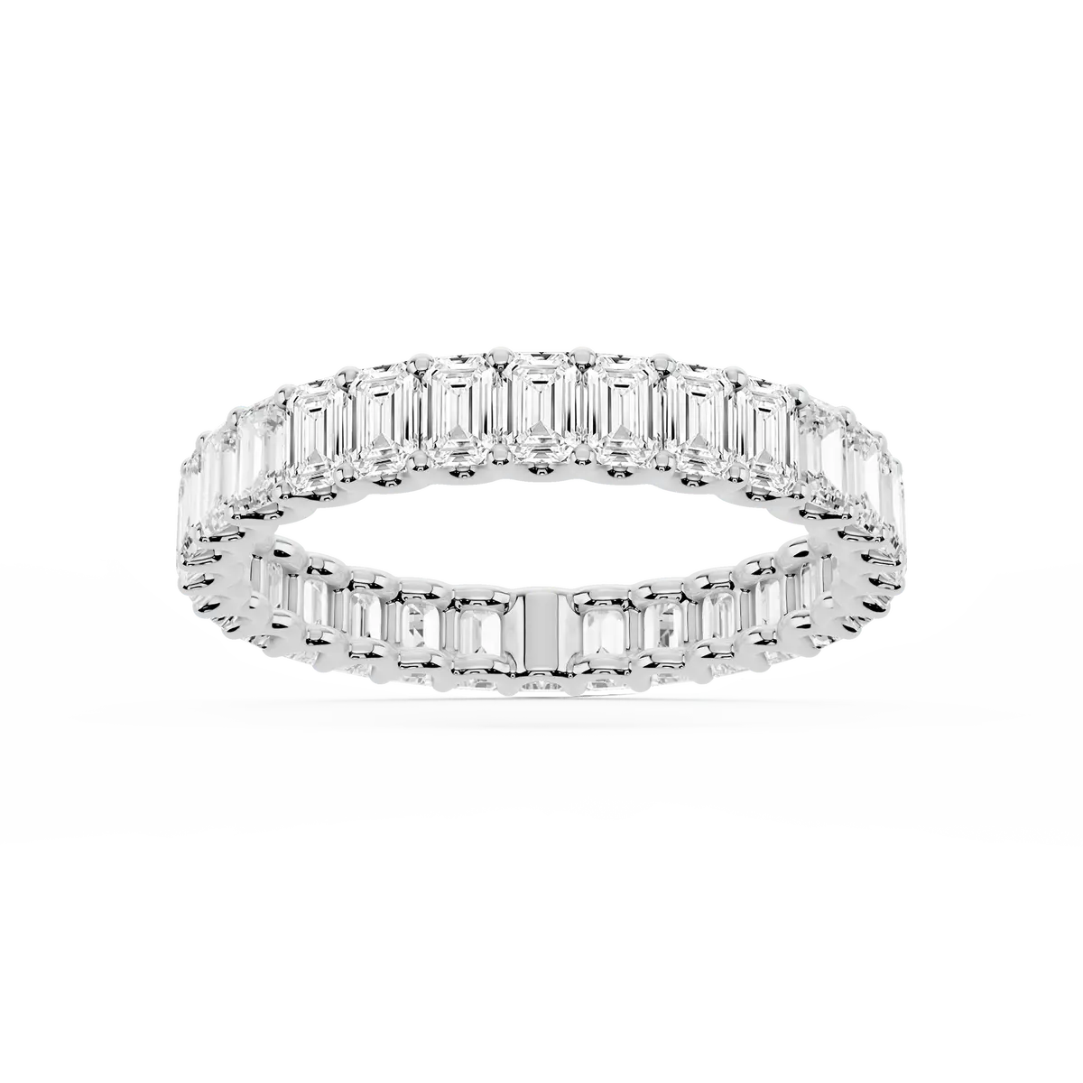2 Carat Emerald Lab Grown Diamond U-Prong Eternity Band