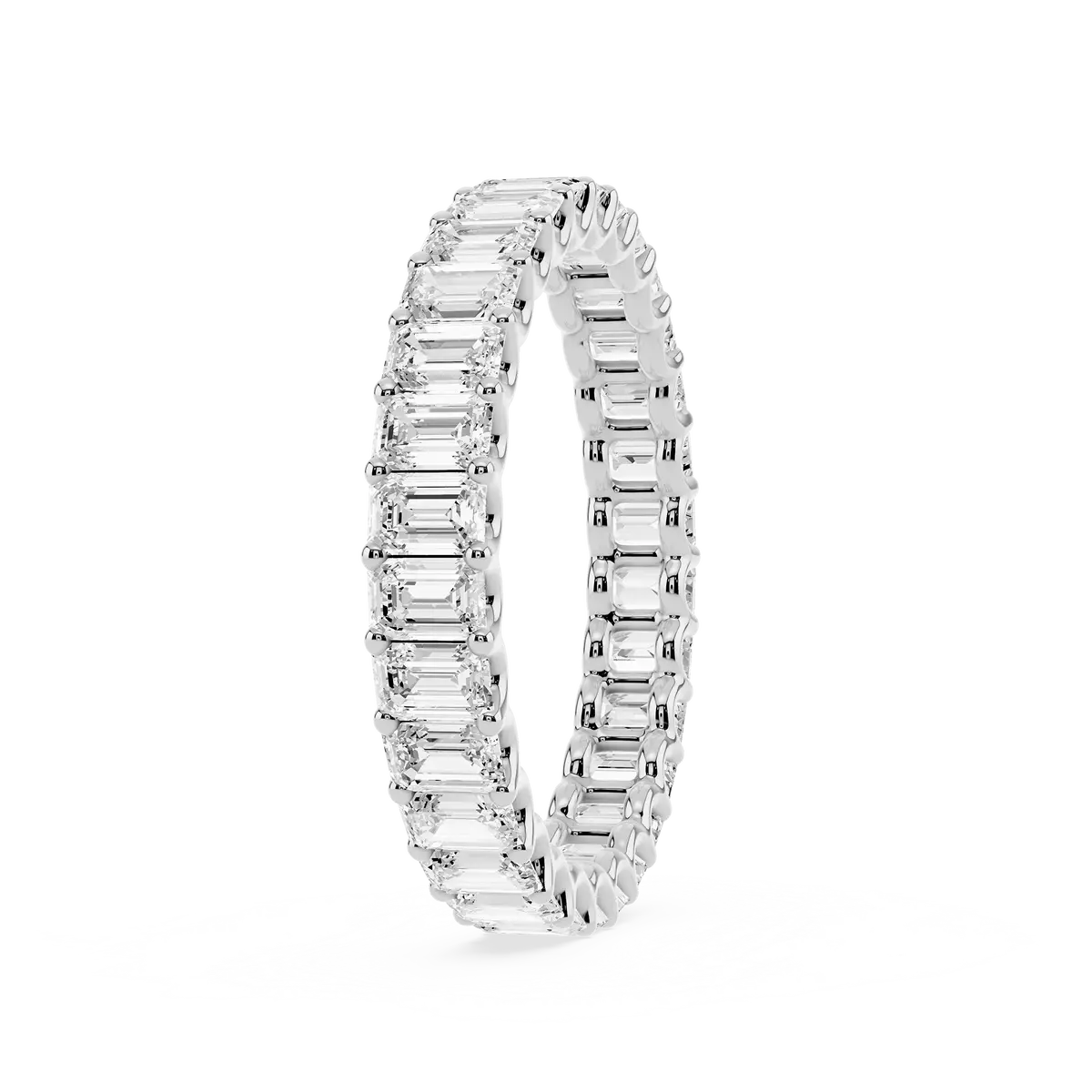 2 Carat Emerald Lab Grown Diamond U-Prong Eternity Band