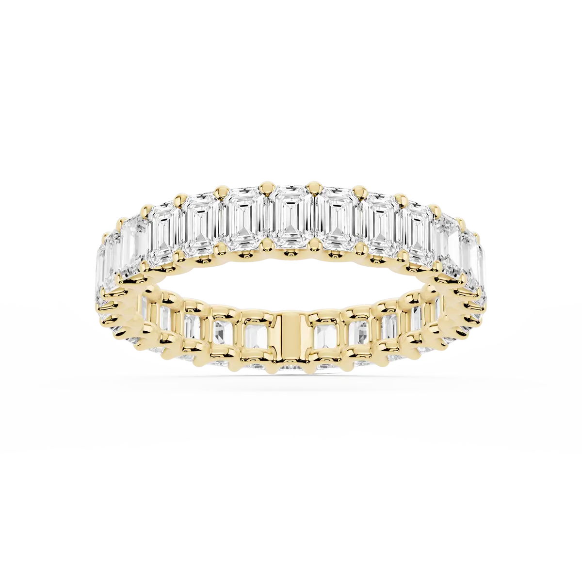3 Carat Emerald Lab Grown Diamond U-Prong Eternity Band