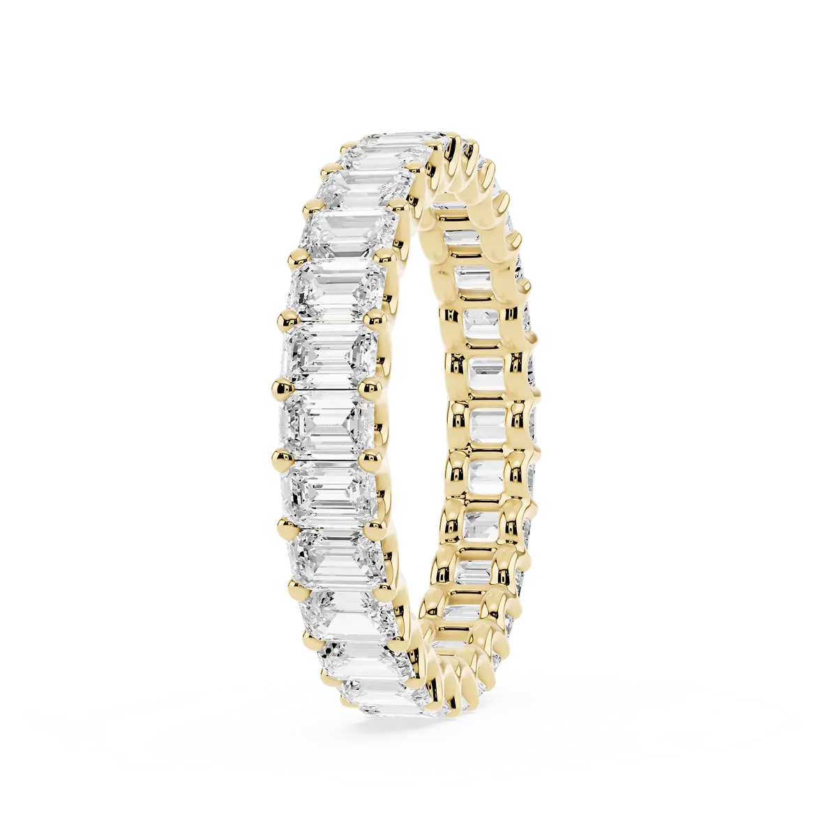 3 Carat Emerald Lab Grown Diamond U-Prong Eternity Band