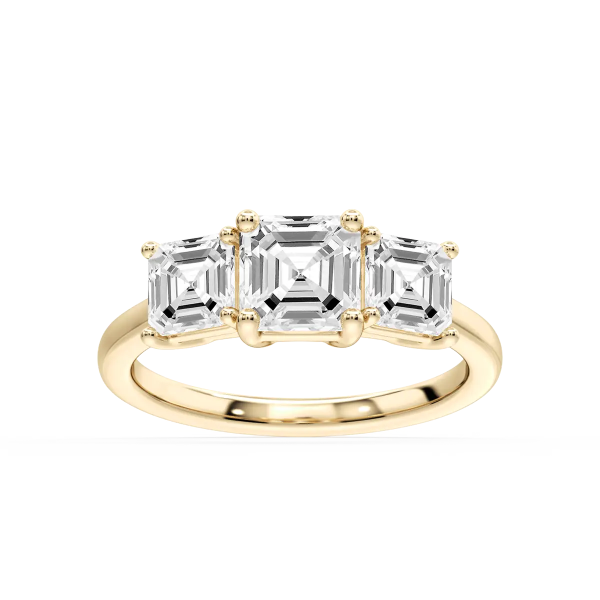Classic Trilogy 1 Carat Asscher Cut Lab Grown Three Stone Diamond Ring