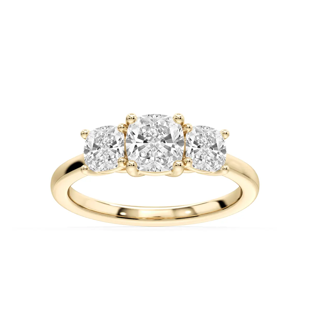 Classic Trilogy 1 Carat Cushion Cut Lab Grown Three Stone Diamond Ring