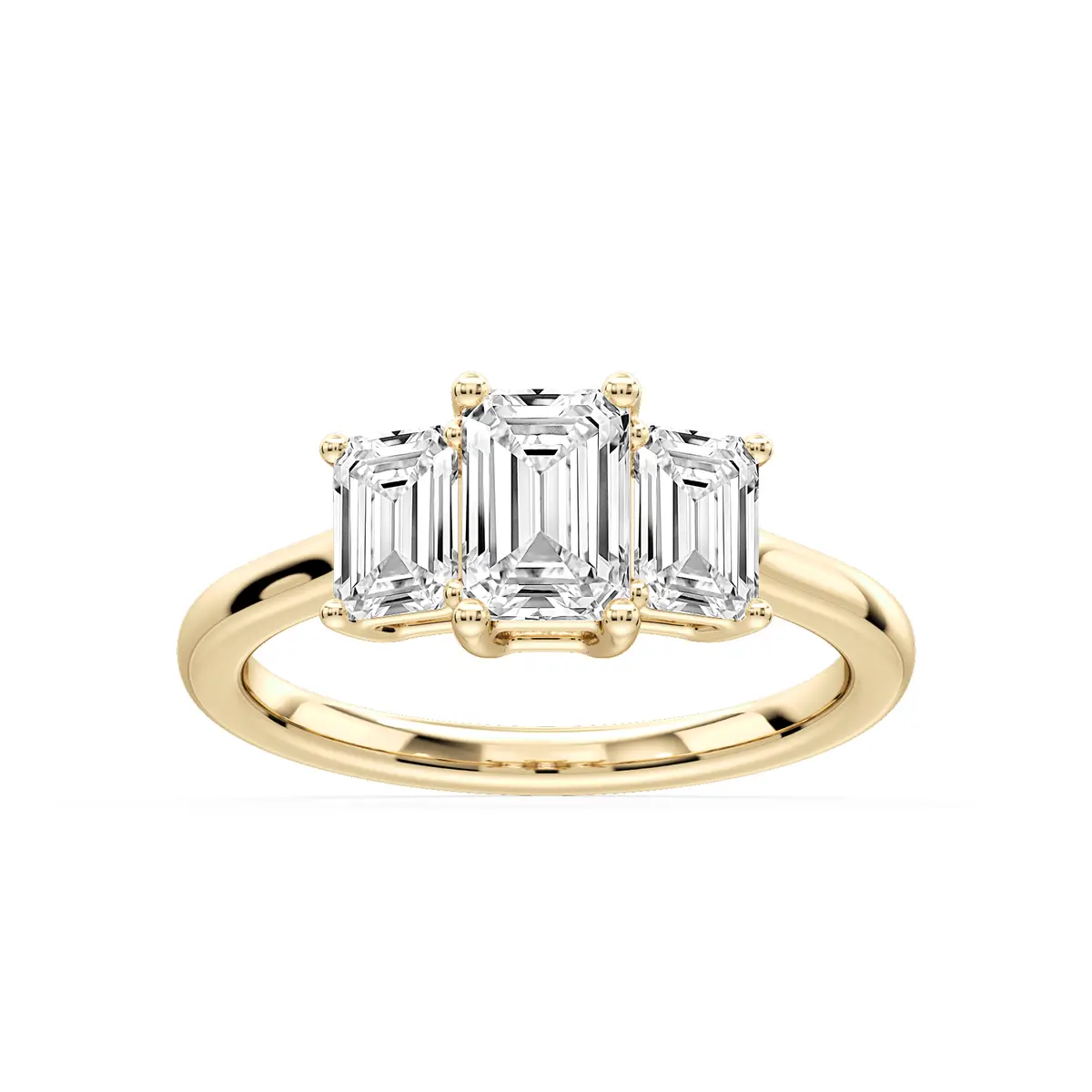 Classic Trilogy 1 Carat Emerald Cut Lab Grown Three Stone Diamond Ring