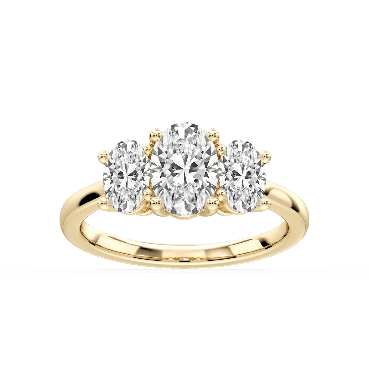 Classic Trilogy 1 Carat Oval Cut Lab Grown Three Stone Diamond Ring