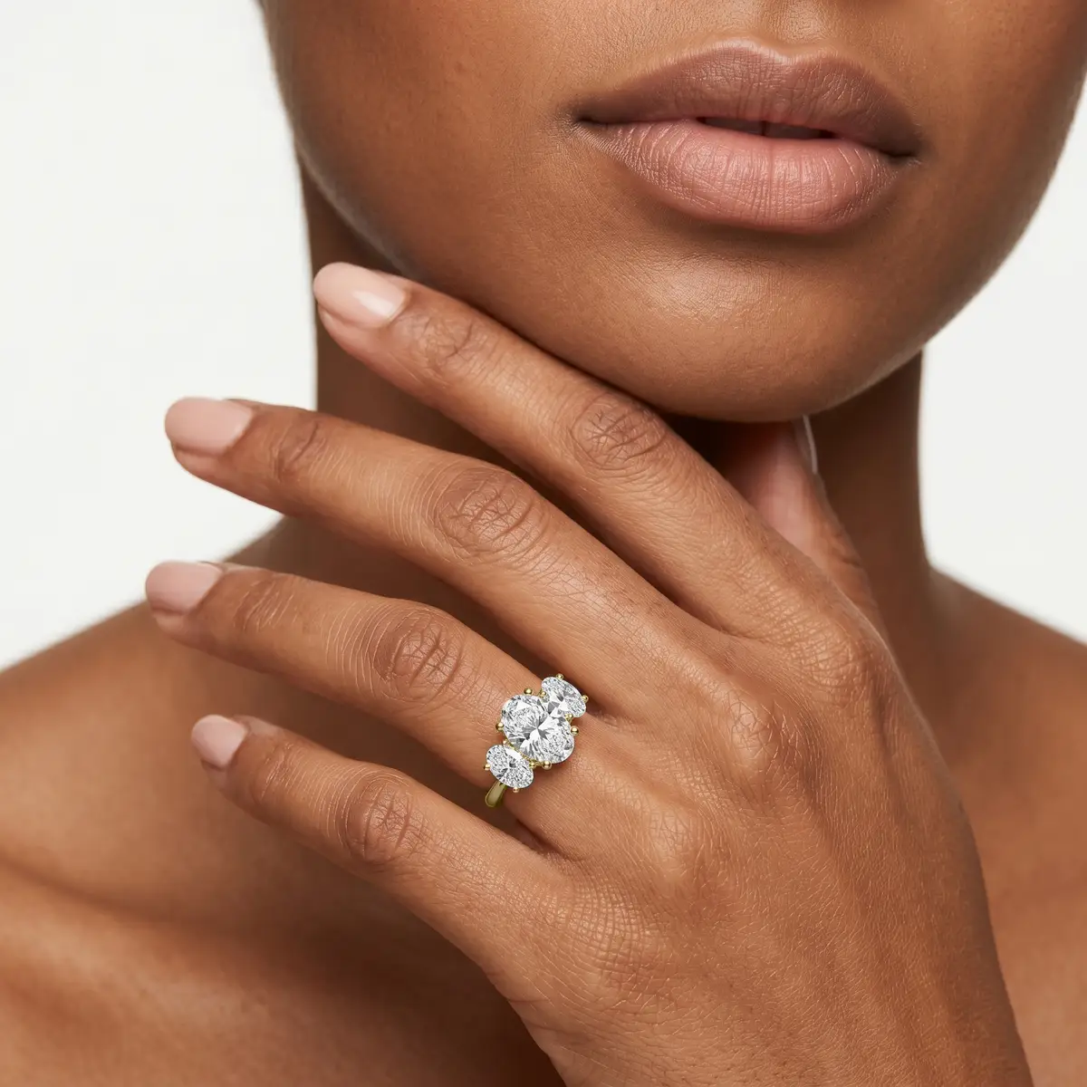 Classic Trilogy 1 Carat Oval Cut Lab Grown Three Stone Diamond Ring