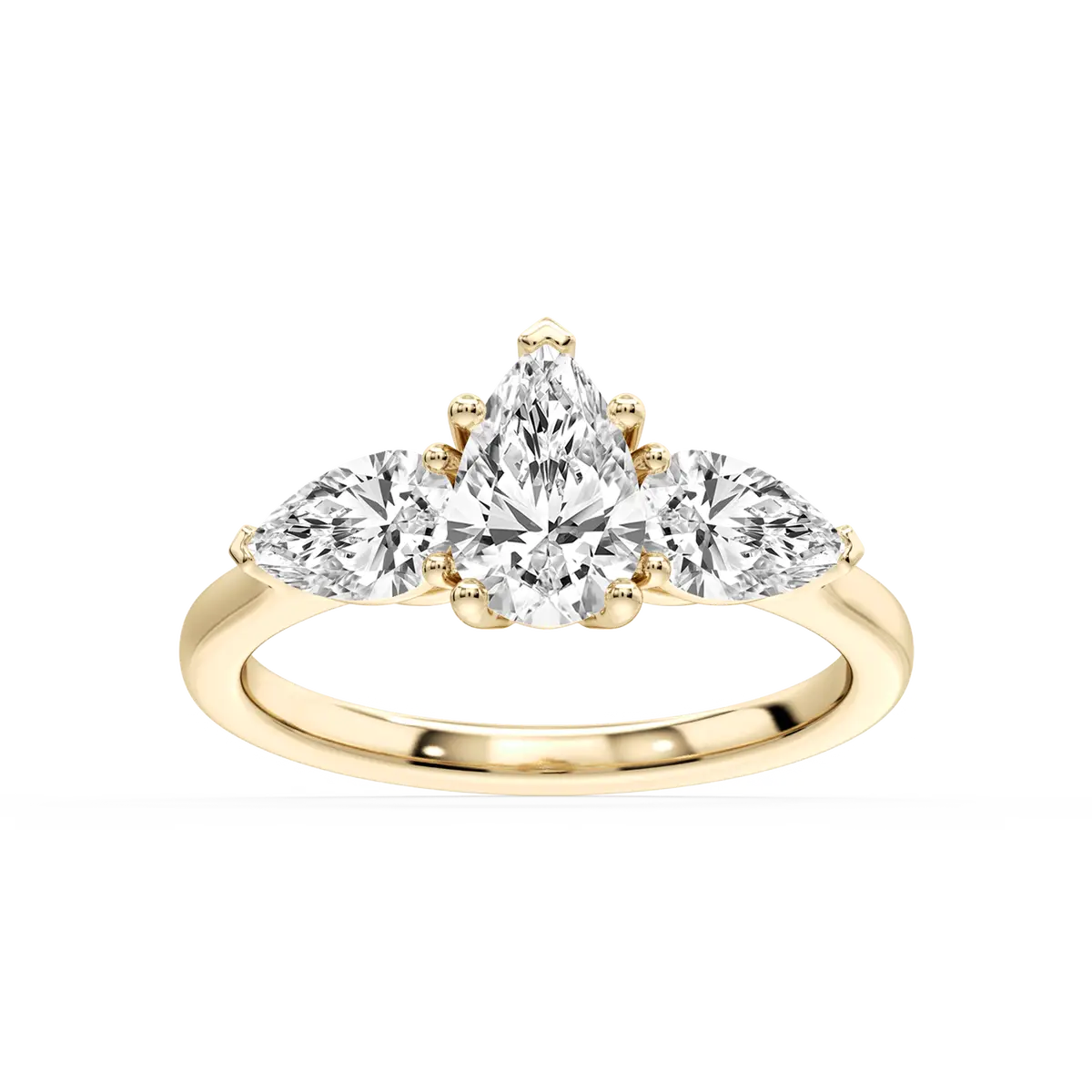Classic Trilogy 1 Carat Pear Cut Lab Grown Three Stone Diamond Ring