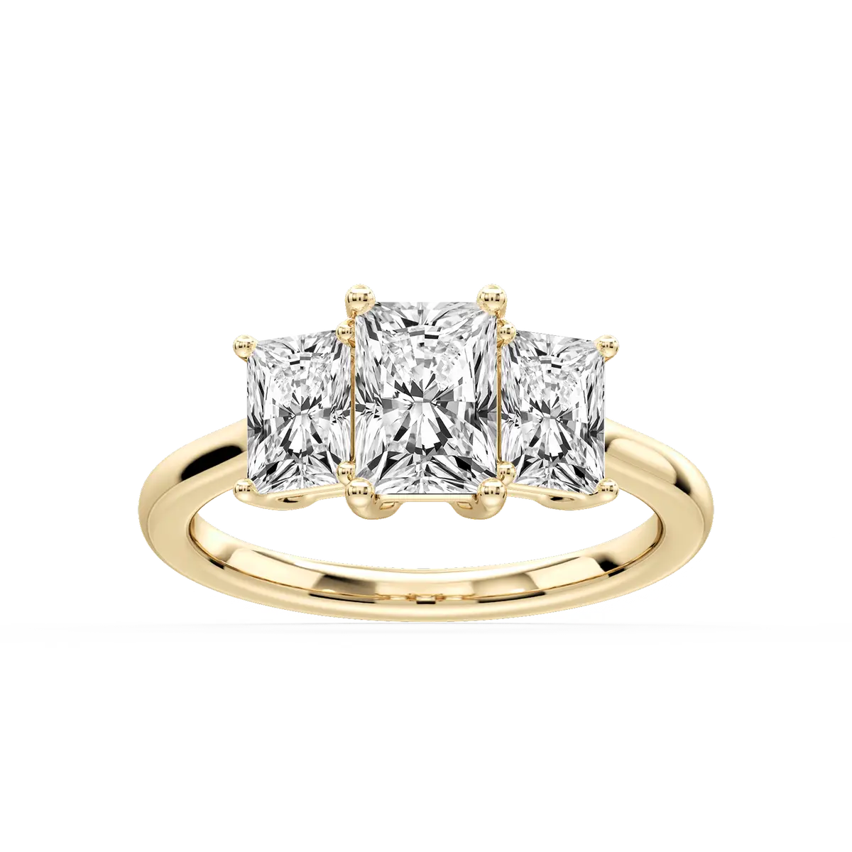 Classic Trilogy 1 Carat Radiant Cut Lab Grown Three Stone Diamond Ring