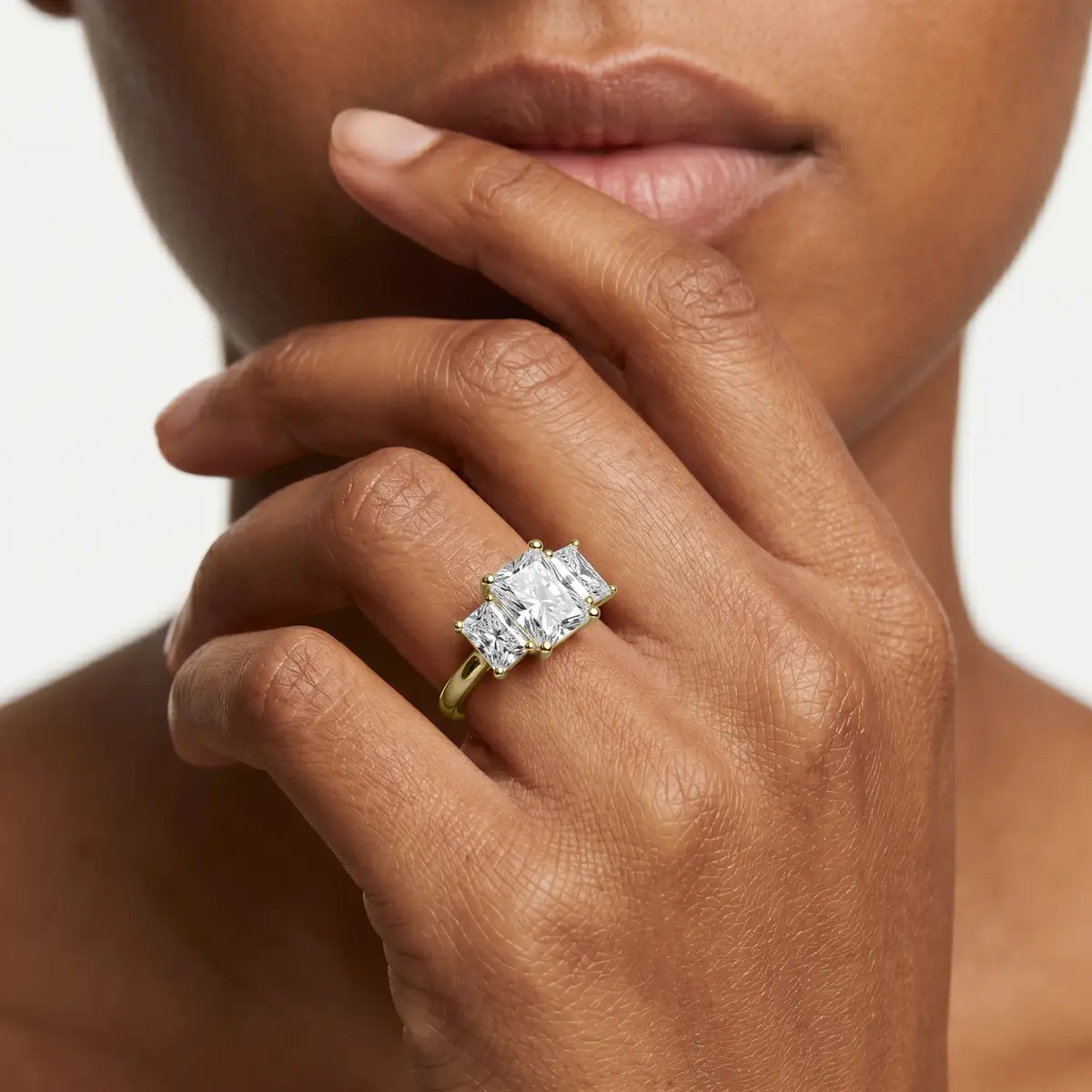 Classic Trilogy 1 Carat Radiant Cut Lab Grown Three Stone Diamond Ring