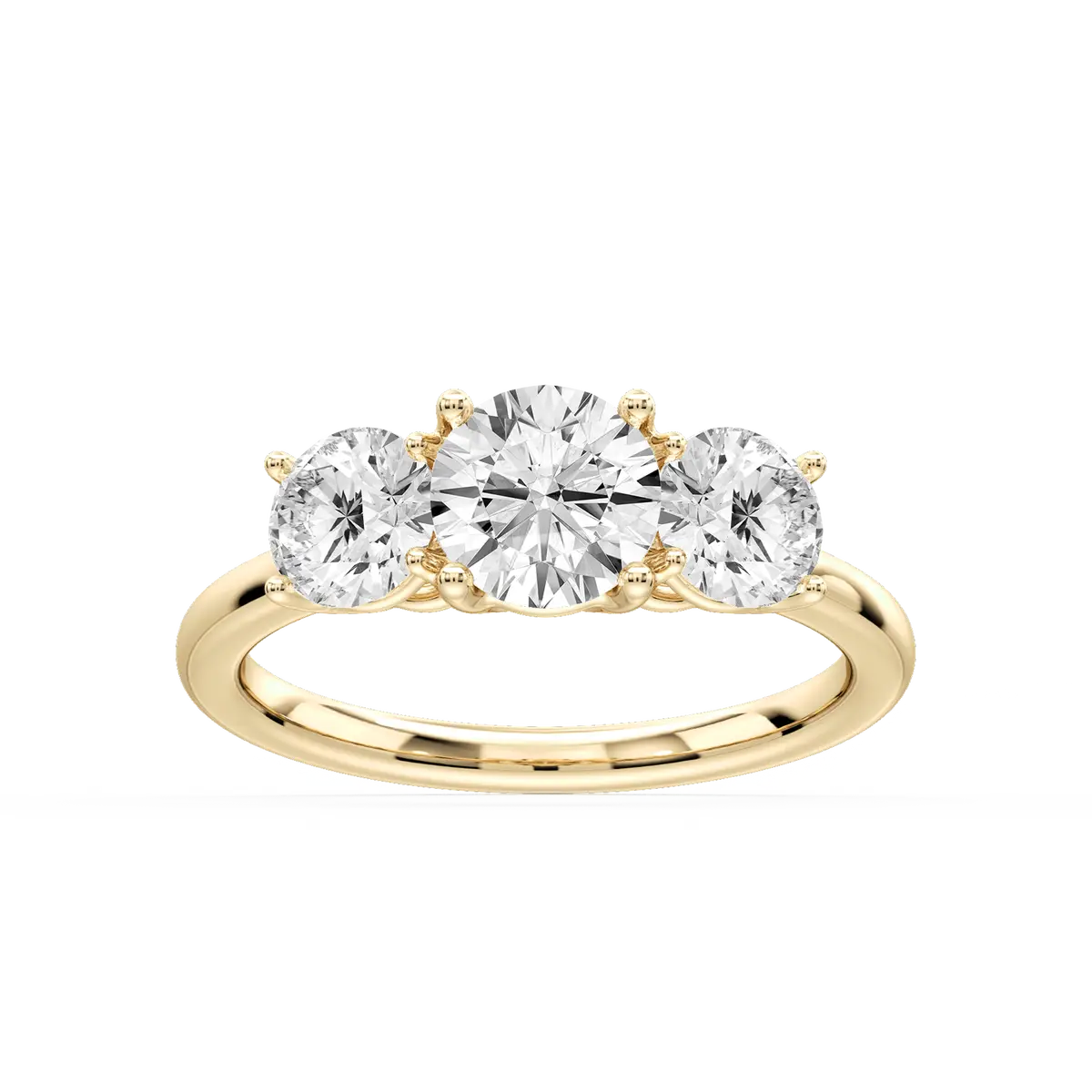 Classic Trilogy 1 Carat Round Cut Lab Grown Three Stone Diamond Ring