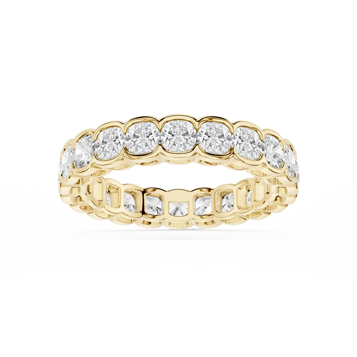 1 Carat Serena Cushion Lab Grown Diamond Half Bezel Eternity Band