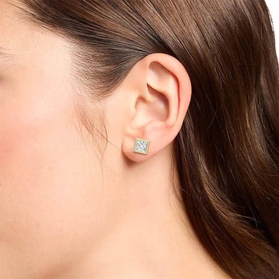 0.50 Ct Princess Diamond Steffi Stud Earring