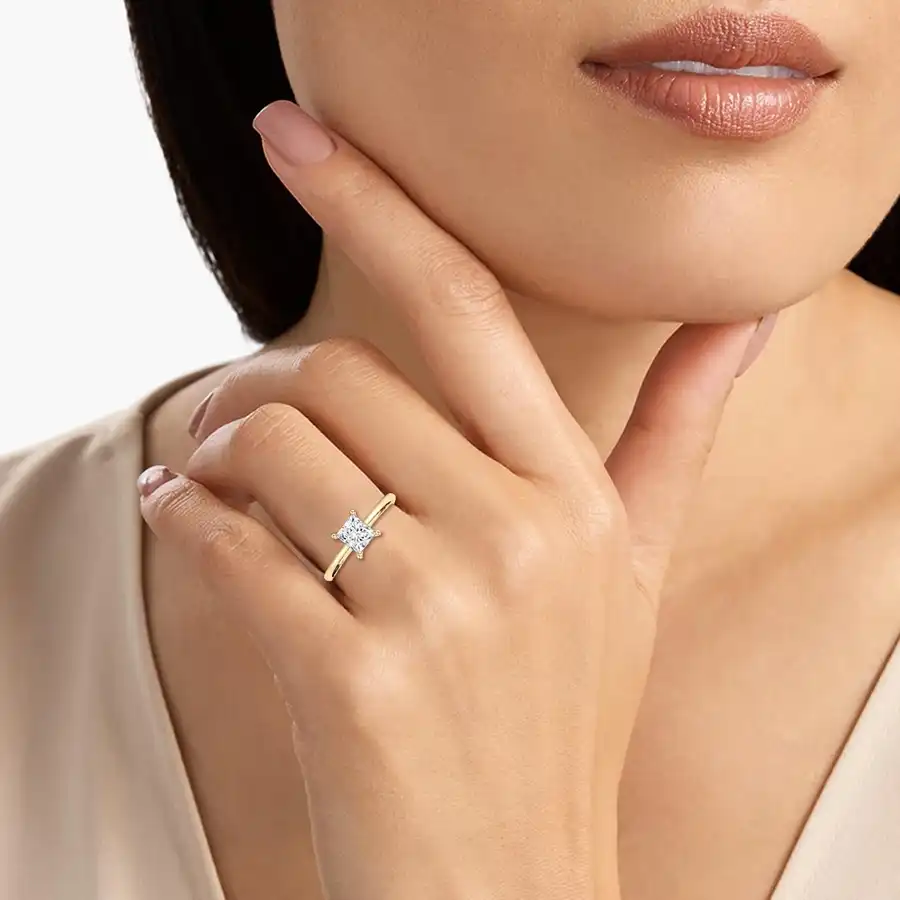 1 Carat Round And Princess Diamond Sylka Solitair Ring